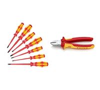 WERA-05135961001-160 iss/7 - Juego de destornillador aislados & Knipex Alicate de corte diagonal cromado, aislados con fundas multicomponentes, según norma VDE 180 mm 70 06 180