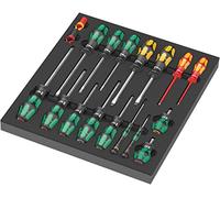 Wera Juego de destornilladores 9710 con depósito de espuma - Set 1, 18 piezas, negro-verde