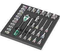 Wera Carraca Zyklop 8000 C 1/2" Juego con depósito de espuma 31 piezas Negro-verde