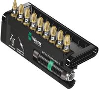 Wera 05347153001, 10 unidades, destornillador de estrella, 1 x 1/4"x75, 1 x PZ 1x25, 7 x PZ 2x25, 1 x PZ 3x25, 25,4 / 4 mm (1/4"), hexagonal