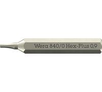 Wera 840/0 Puntas Micro Hex-Plus para tornillos de hexágono interior, 0.9 x 30 mm