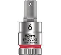 Wera Vaso Zyklop 8740 A HF Punta hexagonal con arrastre 1/4" y función de retención Rojo 6 x 28 mm