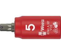 Wera 8740 A VDE HF Vaso de puntas Zyklop, aislado, con arrastre de 1/4", con función de retención para tornillos de hexágono interior, 5 x 45 mm