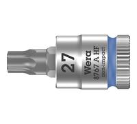 Wera 8767 A HF Zyklop Torx Vaso de Punta con Arrastre de 1/4" con Función Sujeta Tornillos, Azul, TX 27 x 28 mm