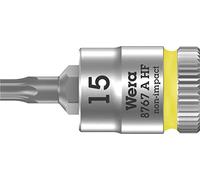 Wera Vaso de punta con arrastre Zyklop 8767 A HF 1/4" sujeta-tornillos Amarillo TX15x28mm