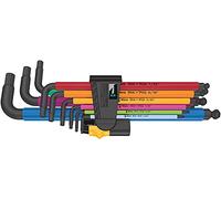 Wera Juego de llaves acodadas 950/9 Hex-Plus Multicolour, tipo imperial BlackLaser, 9 piezas