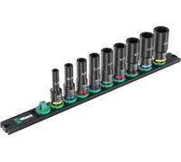 Wera 9661 Vasos en listón magnético B Impaktor Deep Imperial 1 Juego de llaves de vaso, arrastre de 3/8", 9 piezas