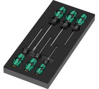 Wera 9718: Juego de 2 destornilladores Kraftform Serie 300 con 7 piezas, incluyendo un inserto de espuma.