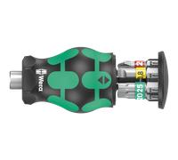 Wera - Destornillador porta puntas Kraftform Kompakt Stubby Recámara 1 de 65 mm para espacios reducidos, con mango bicomponente ergonómico, imán potente y sistema Take it easy para identificación rápi