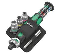 Wera Juego de carracas Zyklop Pocket Set 2 05004281001 — 18 piezas, Negro-verde