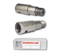 WERHE Adaptador para Barrena a M22, Para Broca de Corona, Hormigón | acero aleado, inserción interior 20 mm, in roca guía y perno de seguridad, resistente a la corrosión