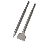 WERHE Juego de Cinceles SDS Plus 2 Piezas, Cinceles Punteros y Planos | 1 x puntero 1 x Cincel Plano, Ø 10 mm vástago, para hormigón, mampostería, piedra