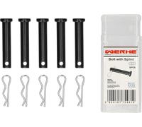 WERHE Perno de Cambio Rápido con Pasador para Barrena de Tierra, Pack de 5 | acero de muelles, largo 42,8 mm, compatible con SDS Plus SDS Max, incl. pasadores de seguridad