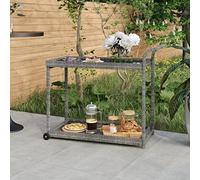 WERNBUPS Carrito para servir de polirratán, gris, 100 x 45 x 83 cm | Resistente a la intemperie, marco de acero con recubrimiento en polvo, con ruedas y asa, para cocina, salón, terraza