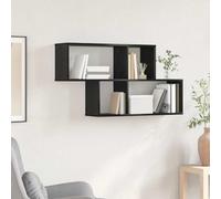 WERNBUPS Estantería de pared de madera de densidad media, color negro | Encanto rústico vintage de fácil montaje para oficina y sala de estar