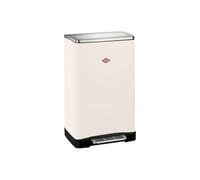 WESCO Big Double Boy - Cubo de basura en color arena mate, chapa de acero con recubrimiento en polvo, dos insertos separados de plástico de 18 litros, pedal de acero inoxidable, fijación para bolsas