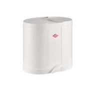 WESCO Colector ecológico 170 en color blanco, chapa de acero pulverizado, dos insertos separados de 15 litros de plástico, pedal de plástico