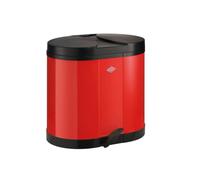 WESCO Colector ecológico 170 en color rojo, chapa de acero pulverizado, dos insertos separados de 15 litros de plástico, pedal de plástico