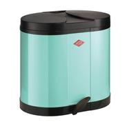 WESCO Colector ecológico 170 en color verde menta, chapa de acero pulverizada, dos insertos de plástico con 15 litros de volumen, pedal de plástico