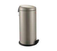 WESCO Cubo de basura clásico Capboy MAXI en color plateado, chapa de acero pulverizada, inserto de metal de 22 litros de volumen, pedal de plástico