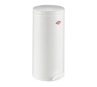 WESCO Cubo de basura Gastro 127 en color blanco, chapa de acero pulverizada, inserto de metal con 22 litros de volumen, pedal de plástico