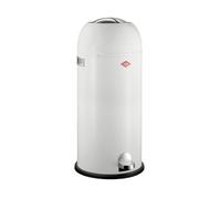 WESCO Kickmaster Maxi Cubo de basura en color blanco, chapa de acero con recubrimiento en polvo, amortiguador integrado, capacidad de 40 litros, ranura grande
