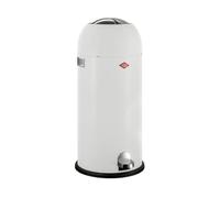 WESCO Kickmaster Maxi Cubo de basura en color blanco mate, chapa de acero con recubrimiento en polvo, amortiguador integrado, capacidad de 40 litros, ranura grande