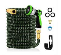 WESEN Manguera Jardin Extensible 7.5m/15m/30m/37.5m/45m, Manguera Con 10 Funciones Pistola, Boquilla Manguera Retractil Con 3/4" 1/2" Conector, Garden Hose Riego Conectore Accesorio (Negro Verde 15m)