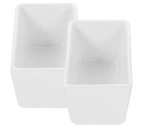 WESIEVYA Azucarero Pack de 2 Piezas de Cerámica Rectangular Reutilizable Blanco Superficie Lisa y Fondo Plano, Adecuado para Almacenar Azúcar y Servir Cocina