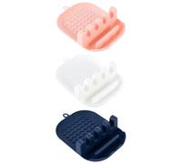 WESIEVYA Estante de Almacenamiento de Cocina 3 Piezas Multiusos Soporte para Tapa de Olla, Almohadilla para Espátula y Soporte para Cucharones en Material Pp Resistente, Colores, Oscuro