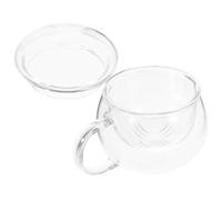 WESIEVYA Juego de 1 Taza de Té con Tapa y Filtro Taza de Té con Infusor y Tapa Vidrio Resistente al Calor 300ml Redonda para Casa