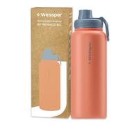 Wessper Botella Agua Acero Inoxidable Botella Termica 1000 ml Sin BPA con 3 Tapones | Rosa Elegante Botella Resistencia al Rayado, fácil de Limpiar | Termo Agua Fria/Caliente para Niños Adultos