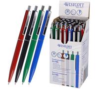 Westcott Bolígrafo ALLTIME Mix, 50 unidades | Bolígrafo de presión con tinta azul | Grosor de trazo M con recambio estándar X20 | Resistente al paso del tiempo según la norma ISO 12757-2 | E-737487 00