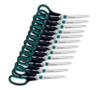 Westcott E-30282 00 - Tijera mango ergonómico para zurdos, empuñadura de plástico, 20 cm, 12 unidades, color negro y azul