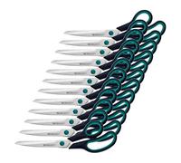 Westcott E-30293 00 - Tijera mango ergonómico, empuñadura de plástico, 24.5 cm, 12 unidades, color negro y azul