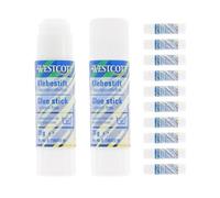 Westcott E-730372 00 - Barra de pegamento de 20 g (12 unidades, 12 unidades, con tiras adhesivas transparentes de 2 cm, se adhiere fuerte y duradero, 100% sin disolventes, lavable a 30 ºC)