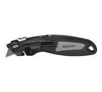 Westcott E-84032 00 - Cúter de seguridad, con cuchillas de repuesto, cargador de hojas y cortacables, mango de agarre suave, color negro