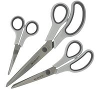 Westcott Easy Grip Tijeras 3 piezas Gris | Juego de 3 tijeras universales con agarre cómodo | Cuchilla de acero inoxidable extra afilada y duradera | Tijeras para hogar y oficina | N-90030 00