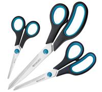 Westcott Easy Grip Tijeras 3 piezas Negro | Juego de 3 tijeras universales con agarre cómodo | Cuchilla de acero inoxidable extra afilada y duradera | Tijeras para hogar y oficina | N-90032 00