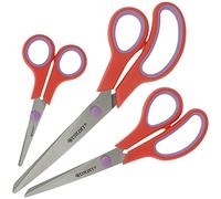 Westcott Easy Grip Tijeras 3 piezas Rojo | Juego de 3 tijeras universales con agarre cómodo | Cuchilla de acero inoxidable extra afilada y duradera | Tijeras para hogar y oficina | N-90031 00