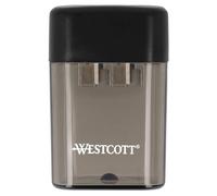 Westcott Sacapuntas con recipiente, doble sacapuntas con caja para lápices de 8 mm y 11 mm, sacapuntas con inserto de metal, sacapuntas con recipiente colector en negro | E-744744 00 00