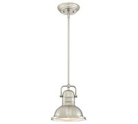 Westinghouse iluminación 63346 Lámpara colgante para interiores Boswell de un solo brazo, acabado en níquel cepillado con lente prismática