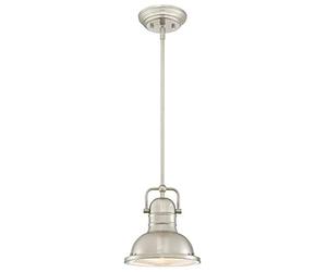 Westinghouse iluminación 63346 Lámpara colgante para interiores Boswell de un solo brazo, acabado en níquel cepillado con lente prismática