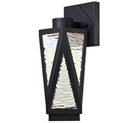 Westinghouse iluminación 63747 Aplique LED para exteriores regulable Zion de un solo brazo, acabado en hierro texturizado con vidrio transparente con apariencia de agua