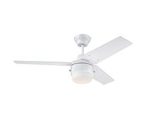 Westinghouse iluminación 73042 Ventilador de techo con luz moderno Talia, 105 cm, acabado blanco, vidrio opalino esmerilado