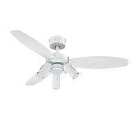 Ventilador Westinghouse con luz Jet Plus, de 3 luces, blanco/madera