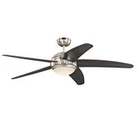 Westinghouse Lighting 7206840 Ventilador de Techo con Luz, 55 W, Cromo Satinado, 132x132x36 cm
