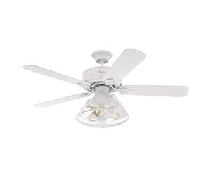 Westinghouse Lighting 72209 Ventilador de Techo Barnett para Interior Blanco, 122 cm, Juego de iluminación LED Regulable con Pantalla Tipo Jaula, Control Remoto Incluido, 55 W
