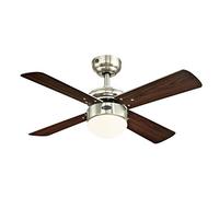 Westinghouse Lighting Colosseum Ventilador de Techo Integrado, 17 W, Níquel Cepillado, 90x37,5cm