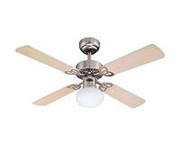Westinghouse Lighting Vegas Ventilador de Techo E27, Acabado en Aluminio Cepillado con aspas Reversibles en Arce Claro/Plata